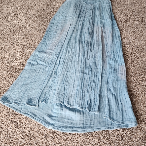 New Free People Jen's Pirate Booty Blue Gauze Maxi Skirt - Picture 2 of 12